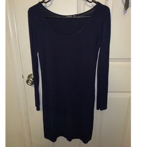 blue 3/4 sleeve mini dress - cotton